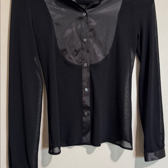 Emporio Armani Tuxedo Black Button Down Blouse - Picture 5 of 10